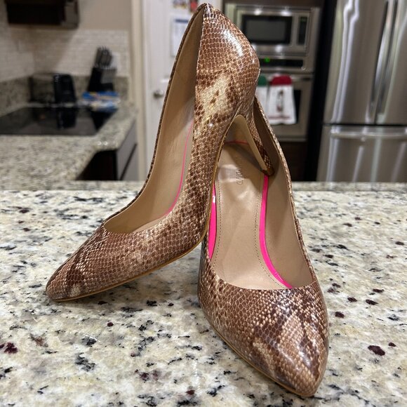 Joan & David Dazevida Leather Snakeskin Print Pumps Women's Size 9M - Picture 1 of 10